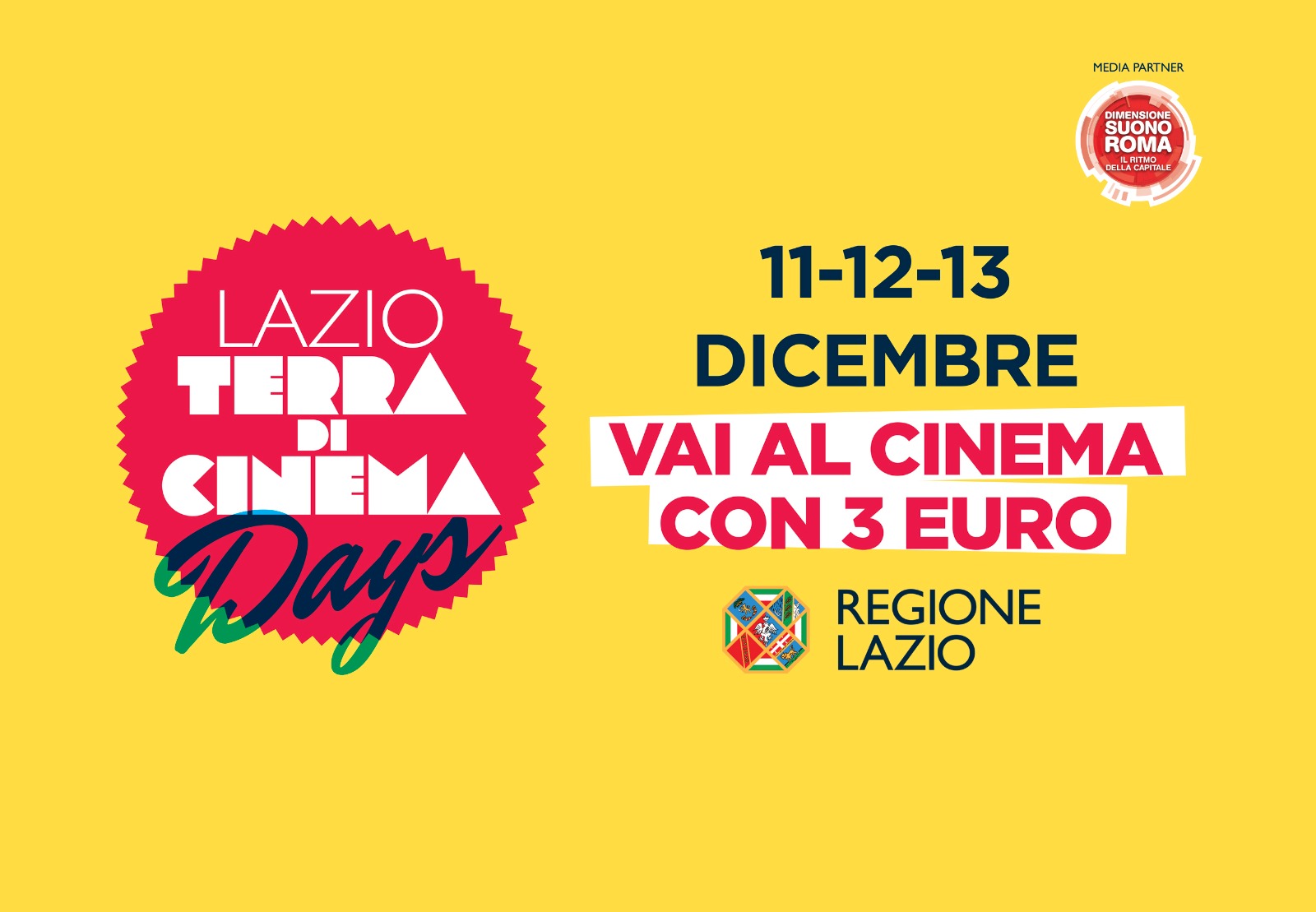 Lazio terra di Cinema Days: tutti al cinema a soli 3 Euro l'11,12 e 13 dicembre
